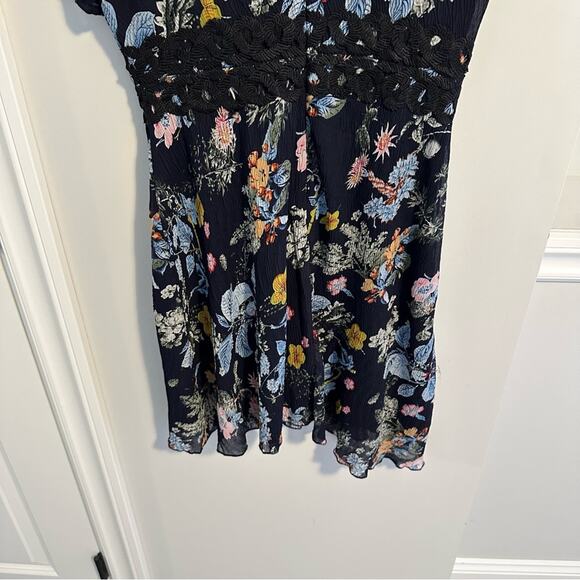 Anthropologie Foxiedox Black Floral Mini Dress Medium - Picture 5 of 11